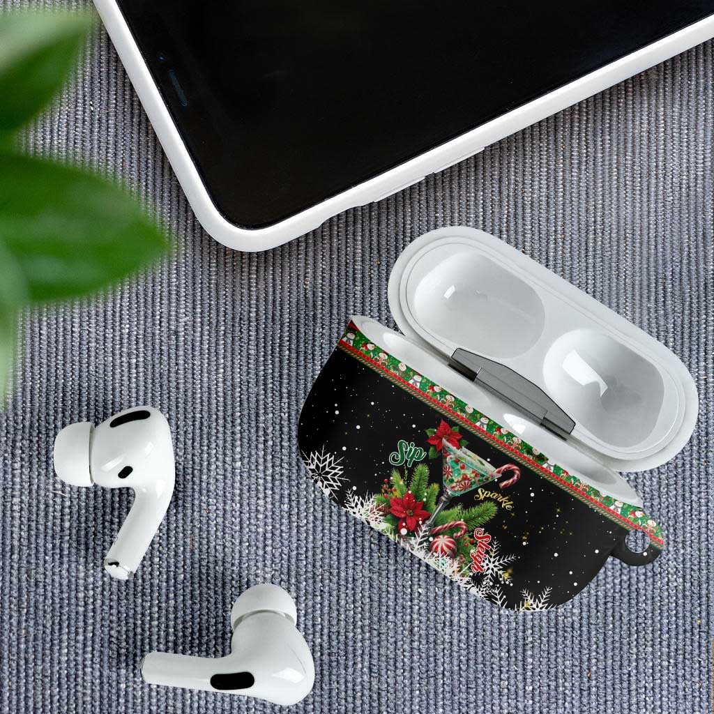 Sip Sparkle Sleigh Christmas Margarita AirPods Case Funny Christmas Spirit - Wonder Print Shop