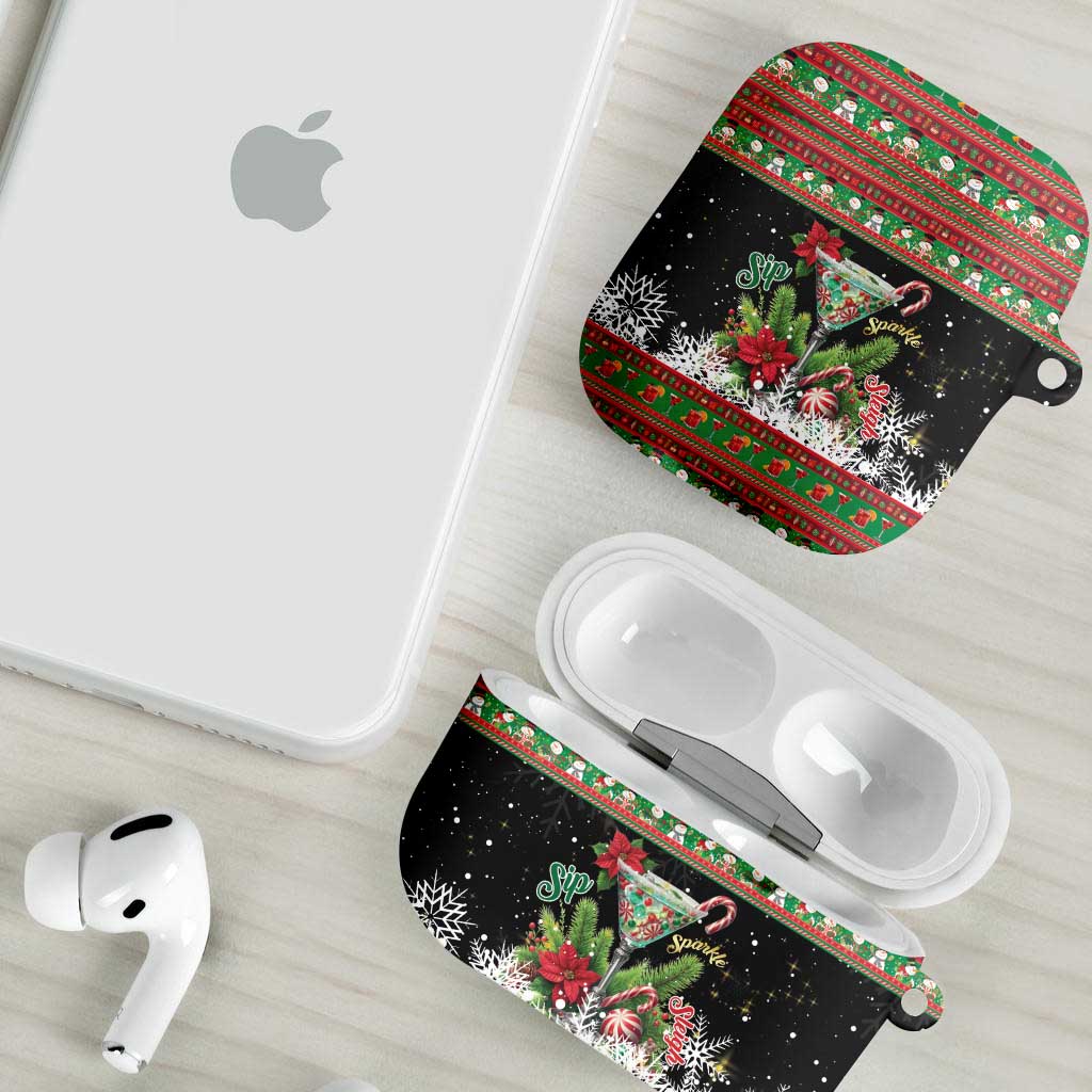 Sip Sparkle Sleigh Christmas Margarita AirPods Case Funny Christmas Spirit - Wonder Print Shop