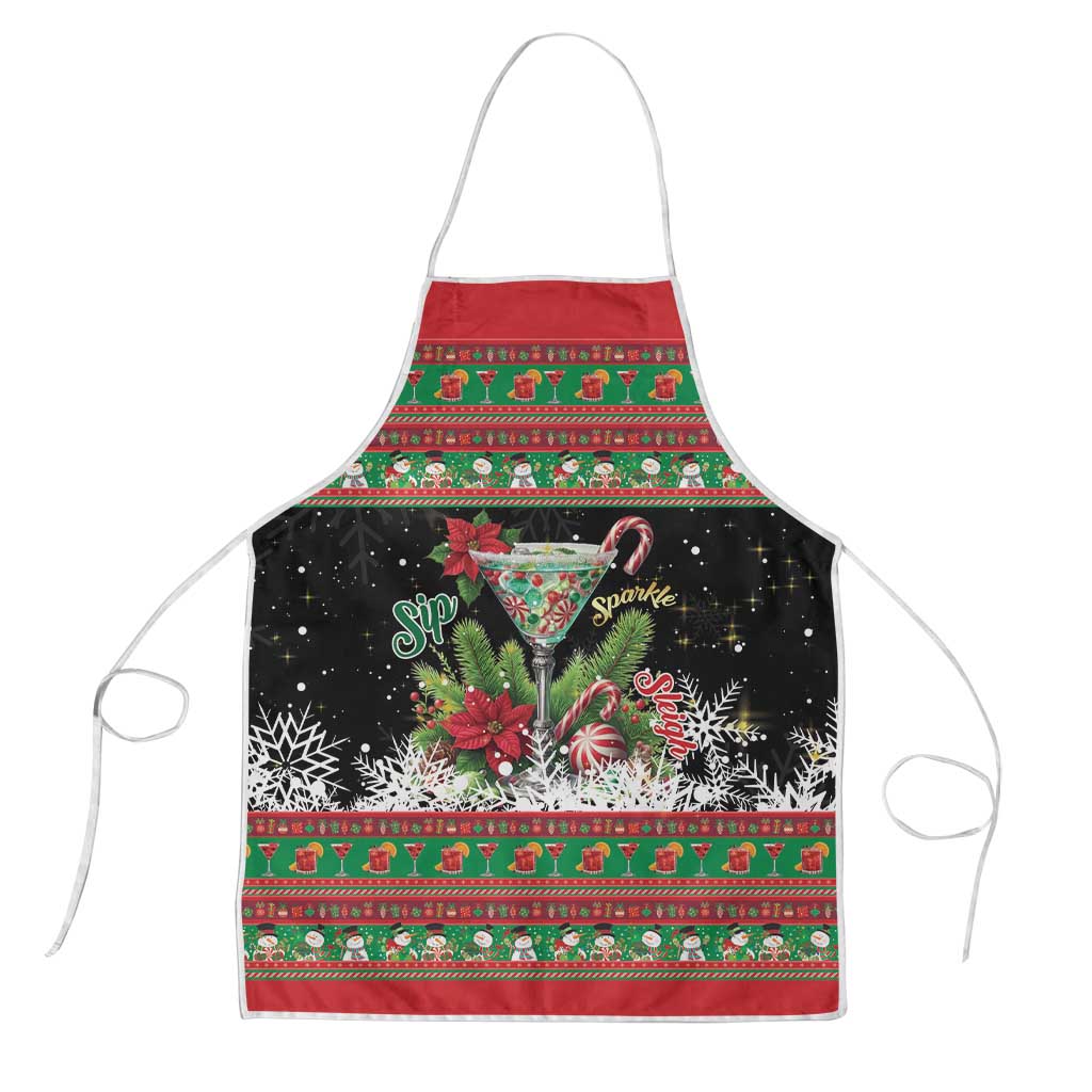 Sip Sparkle Sleigh Christmas Margarita Apron Funny Christmas Spirit - Wonder Print Shop