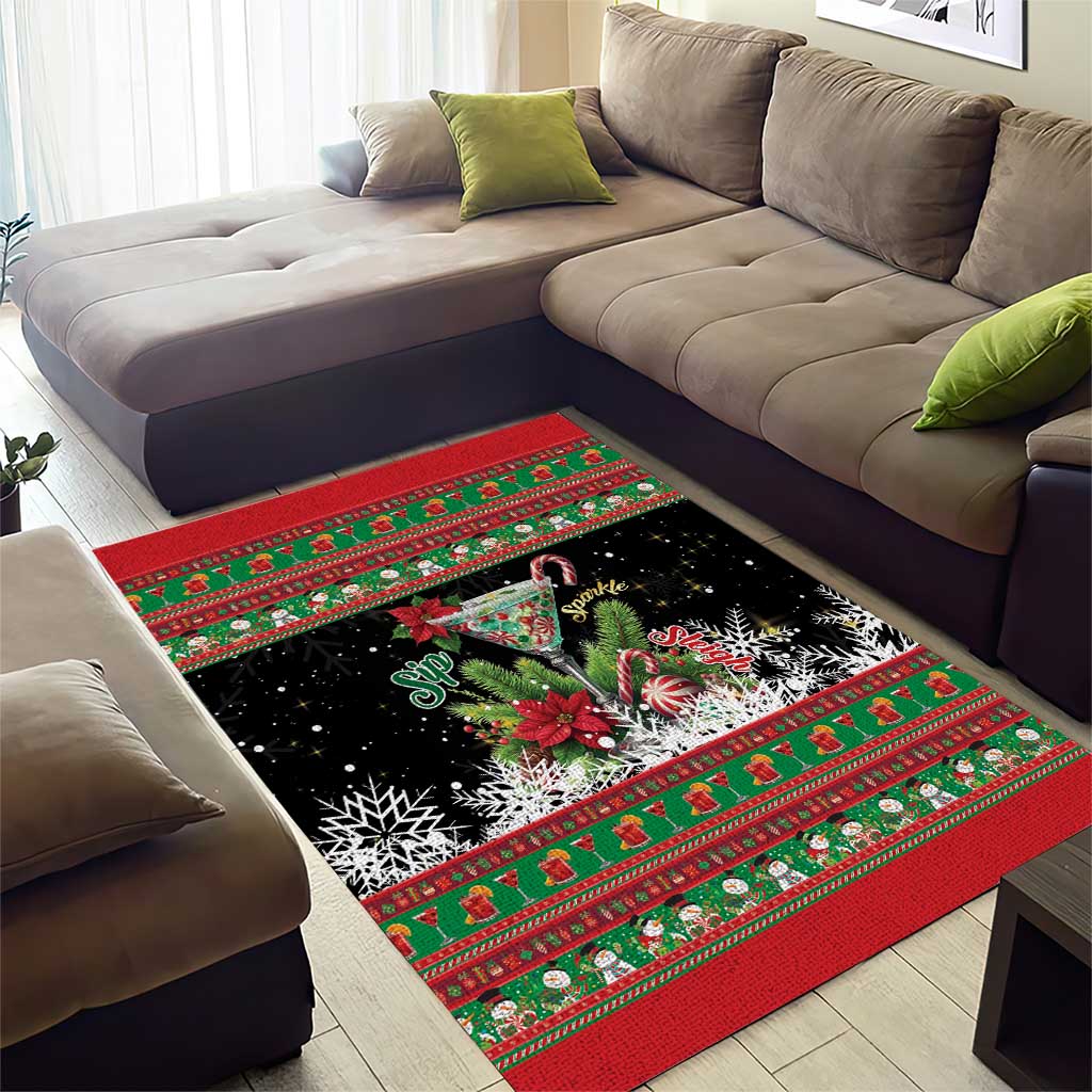 Sip Sparkle Sleigh Christmas Margarita Area Rug Funny Christmas Spirit - Wonder Print Shop