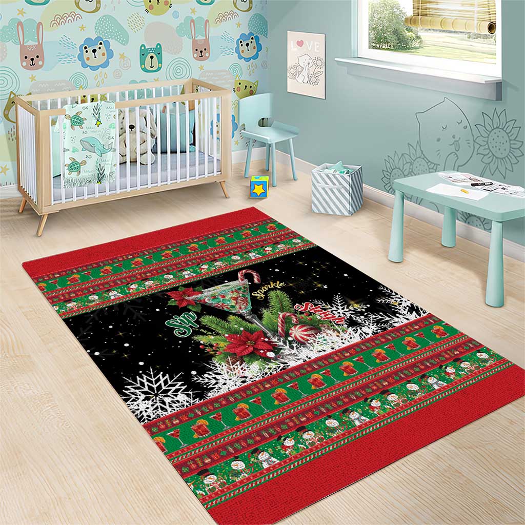 Sip Sparkle Sleigh Christmas Margarita Area Rug Funny Christmas Spirit - Wonder Print Shop
