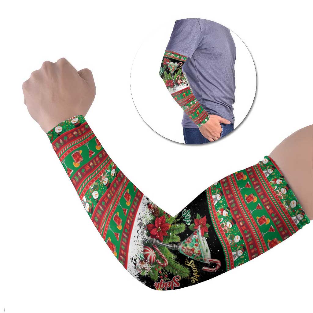 Sip Sparkle Sleigh Christmas Margarita Arm Sleeves Funny Christmas Spirit - Wonder Print Shop
