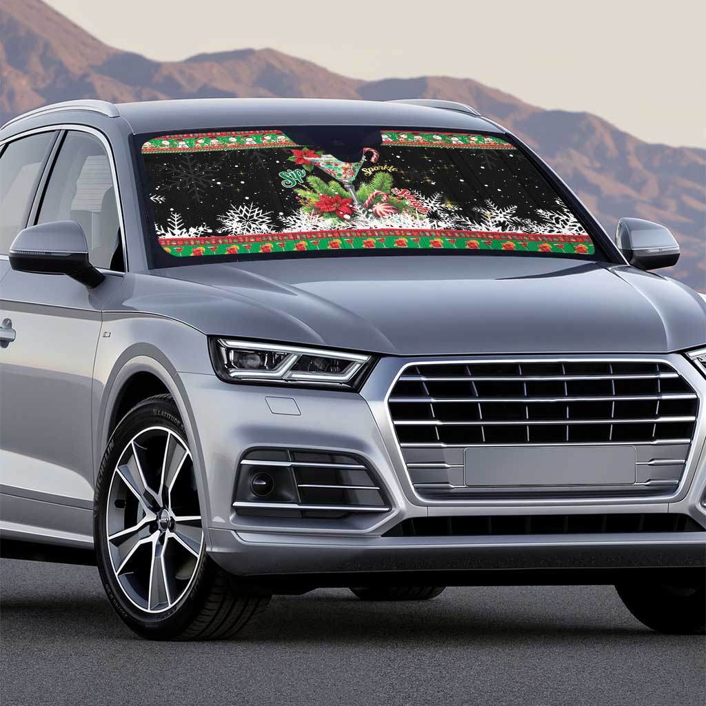 Sip Sparkle Sleigh Christmas Margarita Auto Sun Shade Funny Christmas Spirit - Wonder Print Shop