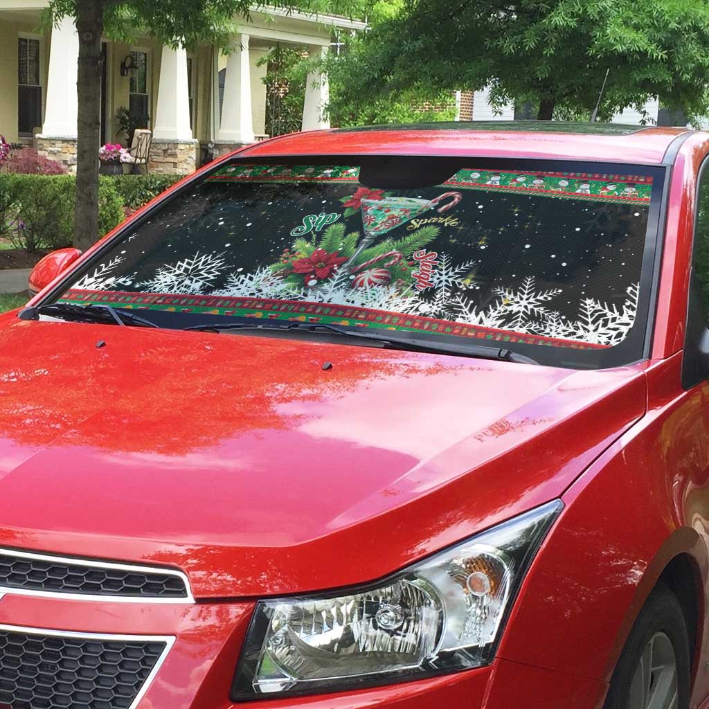 Sip Sparkle Sleigh Christmas Margarita Auto Sun Shade Funny Christmas Spirit - Wonder Print Shop