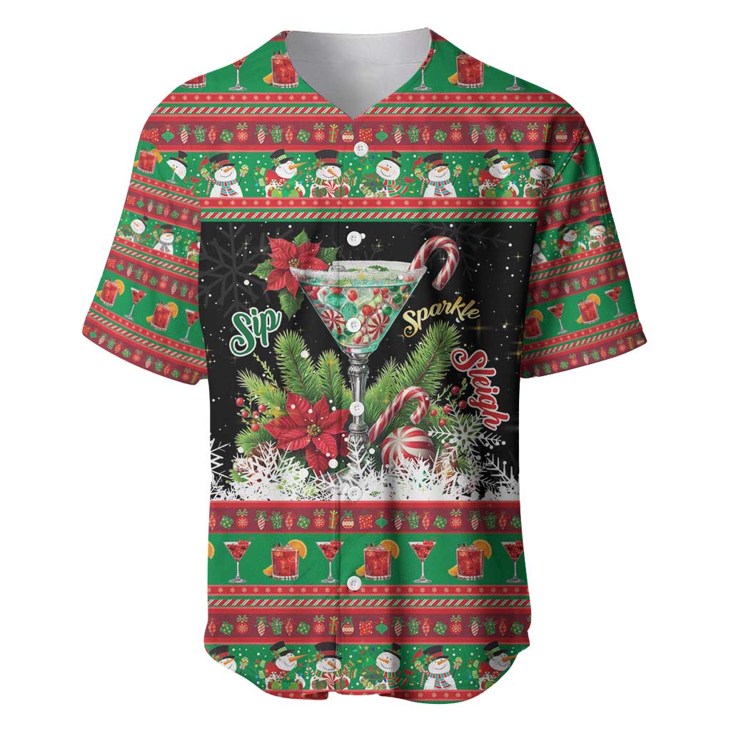 Sip Sparkle Sleigh Christmas Margarita Baseball Jersey Funny Christmas Spirit - Wonder Print Shop