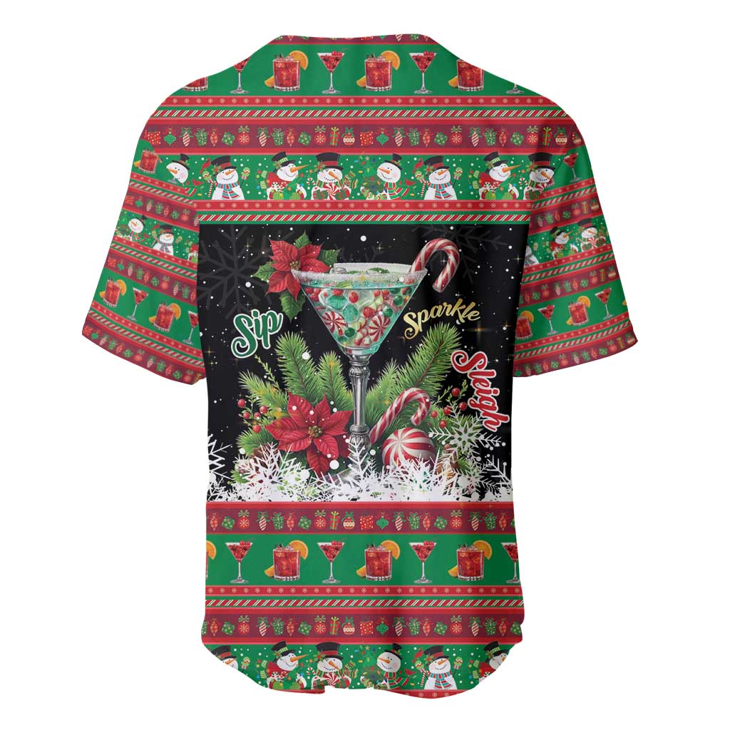 Sip Sparkle Sleigh Christmas Margarita Baseball Jersey Funny Christmas Spirit - Wonder Print Shop