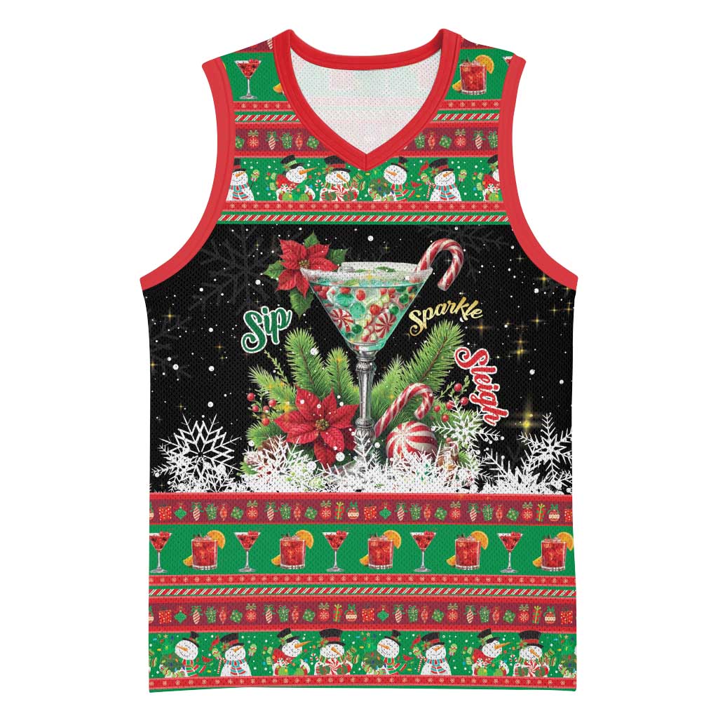 Sip Sparkle Sleigh Christmas Margarita Basketball Jersey Funny Christmas Spirit - Wonder Print Shop