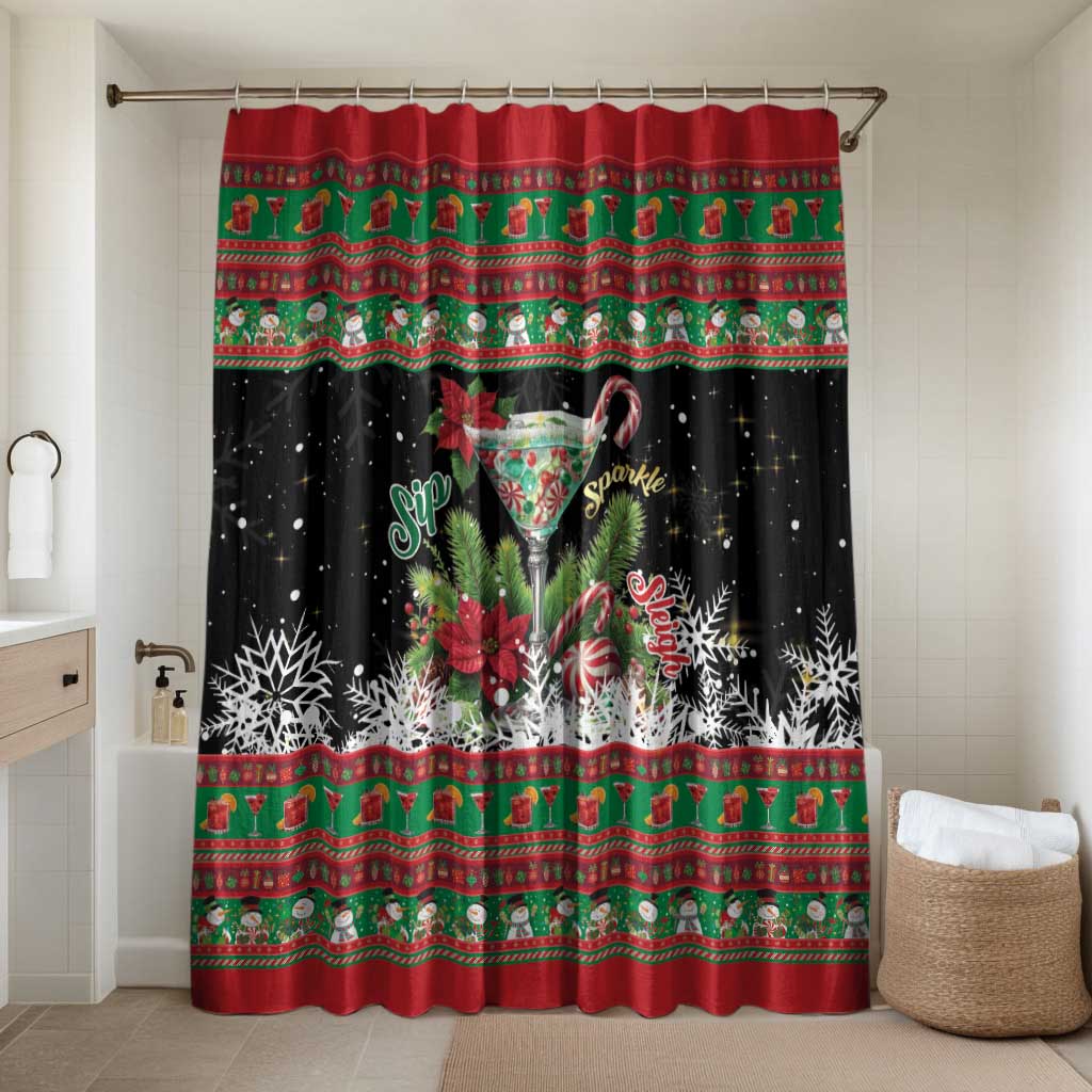 Sip Sparkle Sleigh Christmas Margarita Bathroom Set Funny Christmas Spirit - Wonder Print Shop