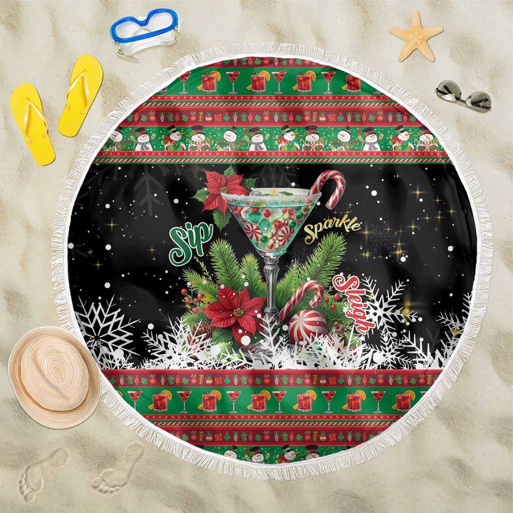 Sip Sparkle Sleigh Christmas Margarita Beach Blanket Funny Christmas Spirit - Wonder Print Shop
