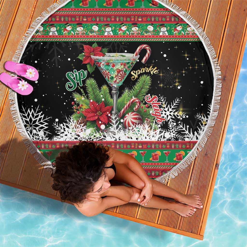 Sip Sparkle Sleigh Christmas Margarita Beach Blanket Funny Christmas Spirit - Wonder Print Shop