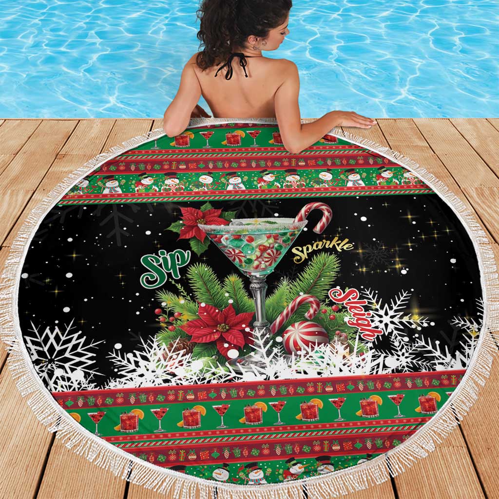 Sip Sparkle Sleigh Christmas Margarita Beach Blanket Funny Christmas Spirit - Wonder Print Shop