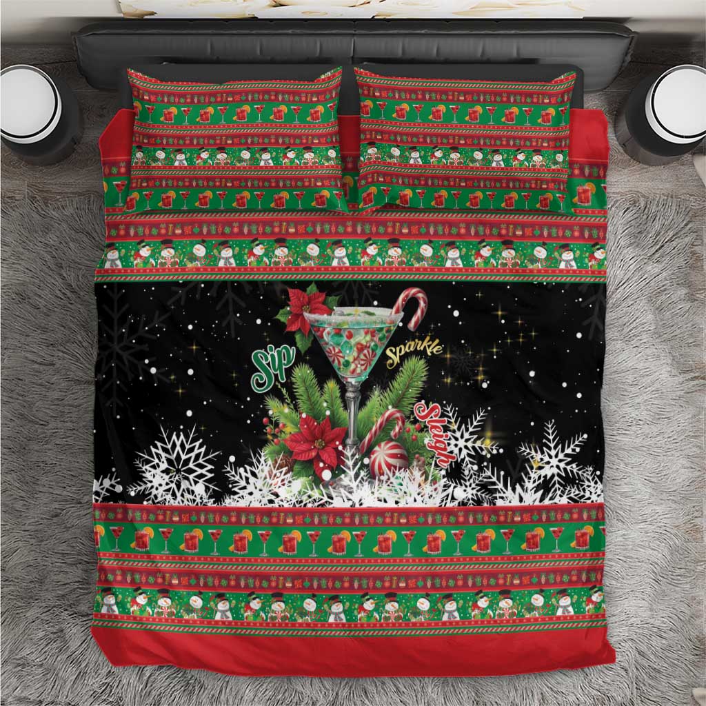 Sip Sparkle Sleigh Christmas Margarita Bedding Set Funny Christmas Spirit - Wonder Print Shop