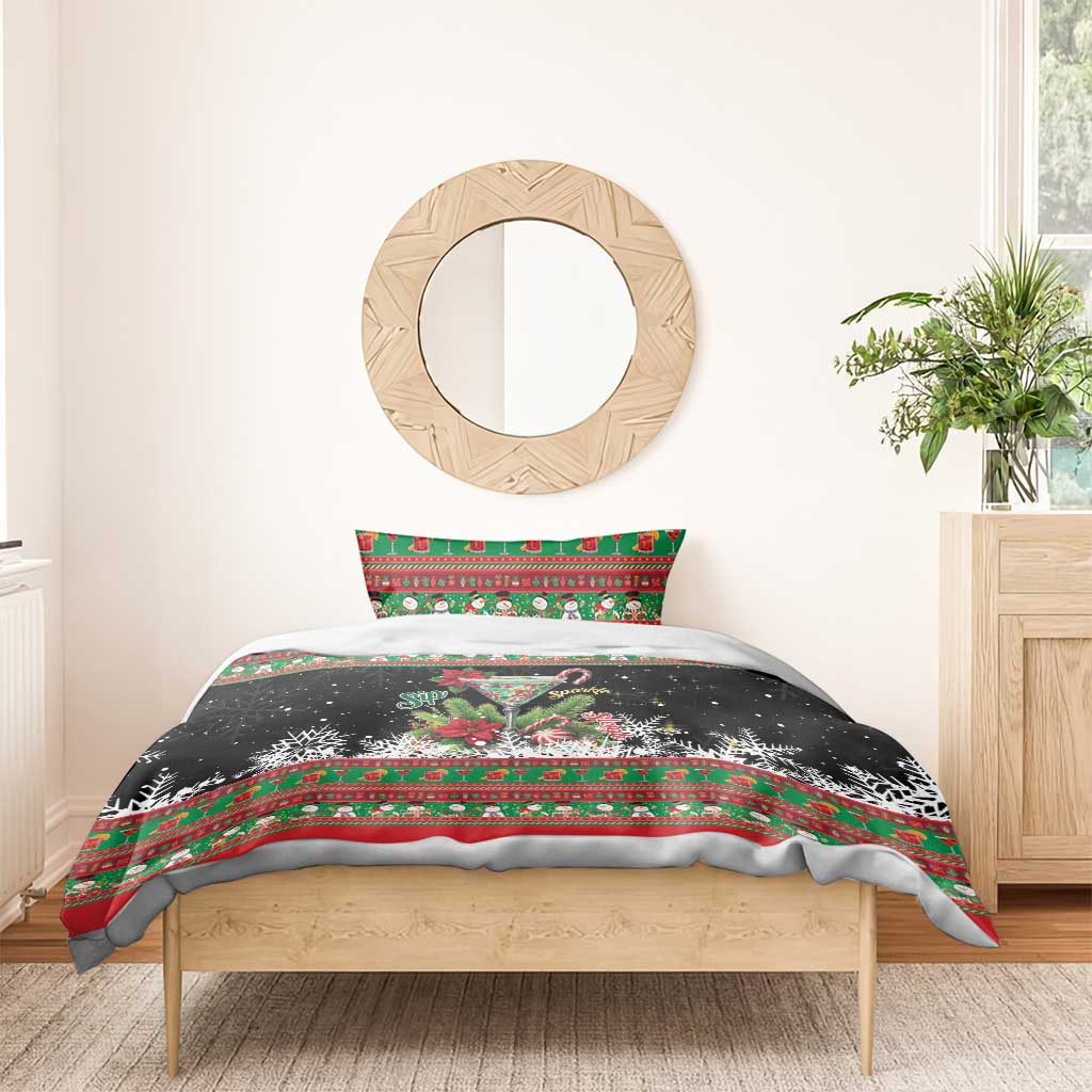 Sip Sparkle Sleigh Christmas Margarita Bedding Set Funny Christmas Spirit - Wonder Print Shop