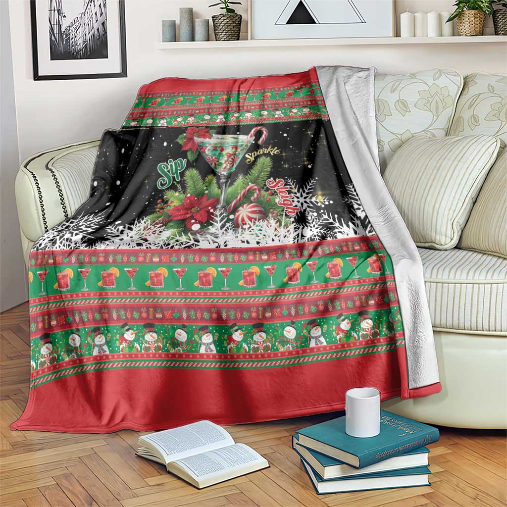 Sip Sparkle Sleigh Christmas Margarita Blanket Funny Christmas Spirit - Wonder Print Shop