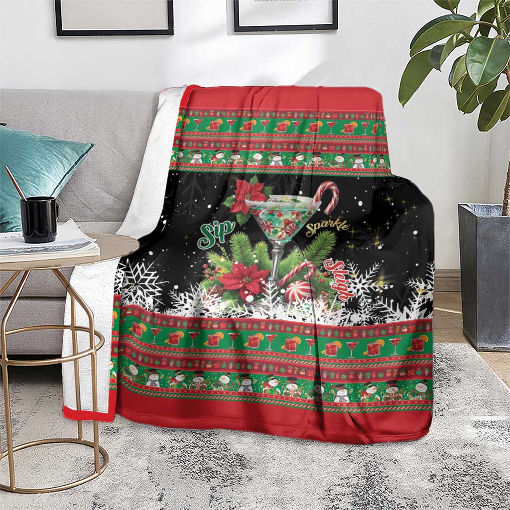 Sip Sparkle Sleigh Christmas Margarita Blanket Funny Christmas Spirit - Wonder Print Shop
