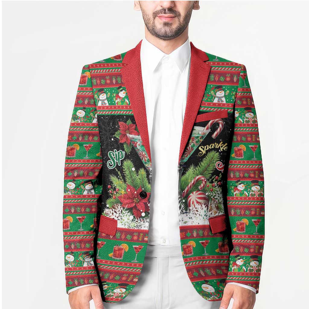 Sip Sparkle Sleigh Christmas Margarita Blazer Funny Christmas Spirit - Wonder Print Shop