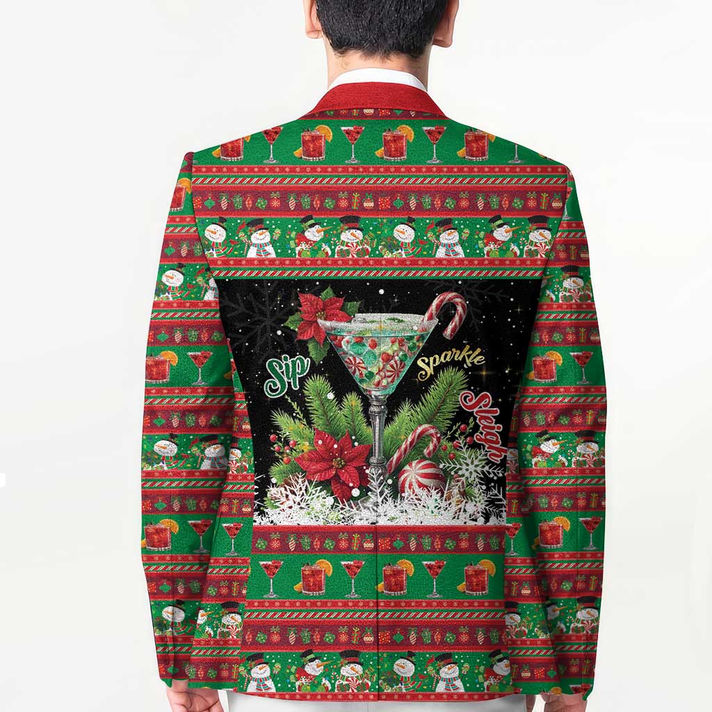 Sip Sparkle Sleigh Christmas Margarita Blazer Funny Christmas Spirit - Wonder Print Shop