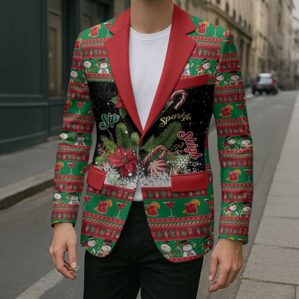 Sip Sparkle Sleigh Christmas Margarita Blazer Funny Christmas Spirit - Wonder Print Shop