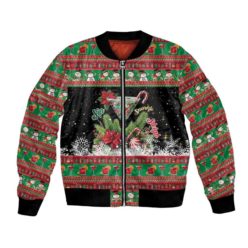 Sip Sparkle Sleigh Christmas Margarita Bomber Jacket Funny Christmas Spirit - Wonder Print Shop