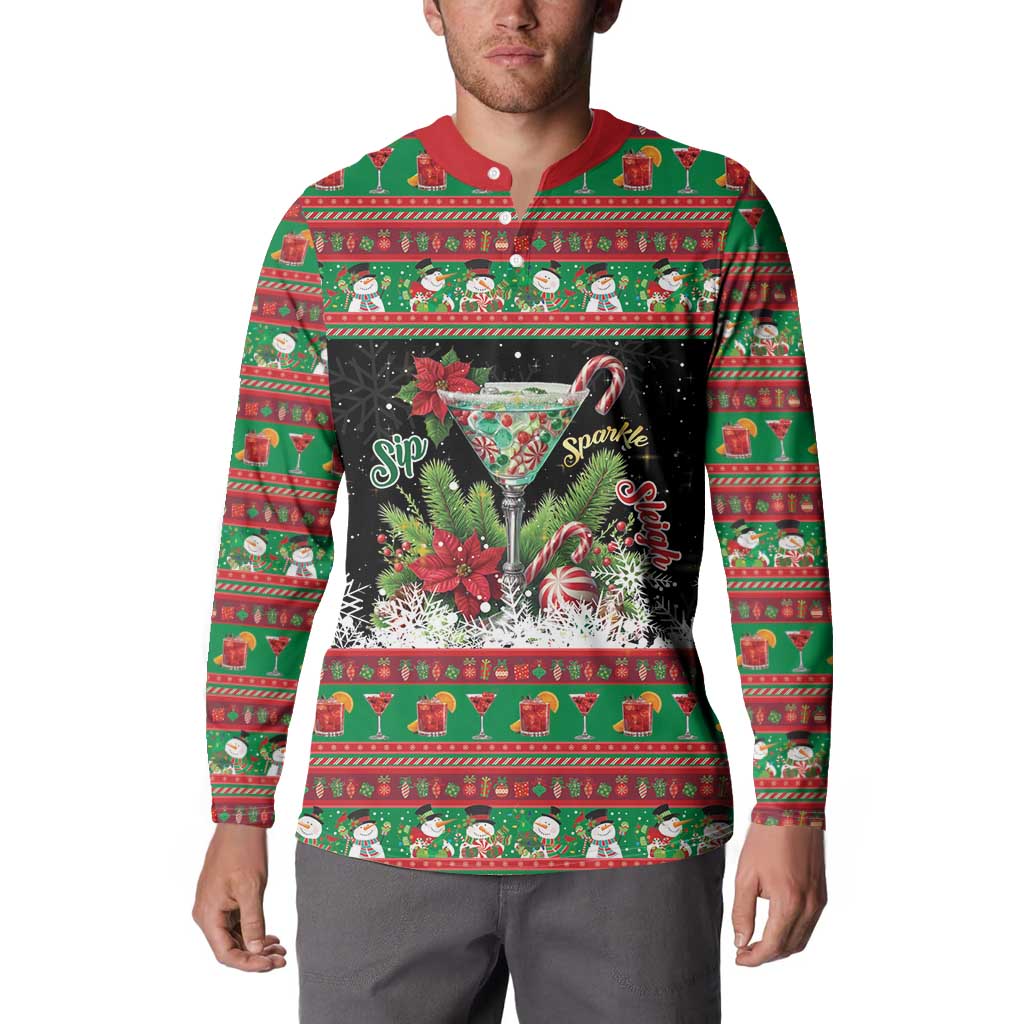 Sip Sparkle Sleigh Christmas Margarita Button Sweatshirt Funny Christmas Spirit - Wonder Print Shop