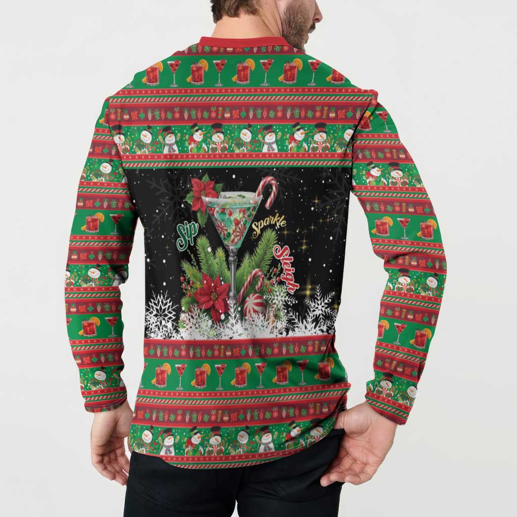Sip Sparkle Sleigh Christmas Margarita Button Sweatshirt Funny Christmas Spirit - Wonder Print Shop