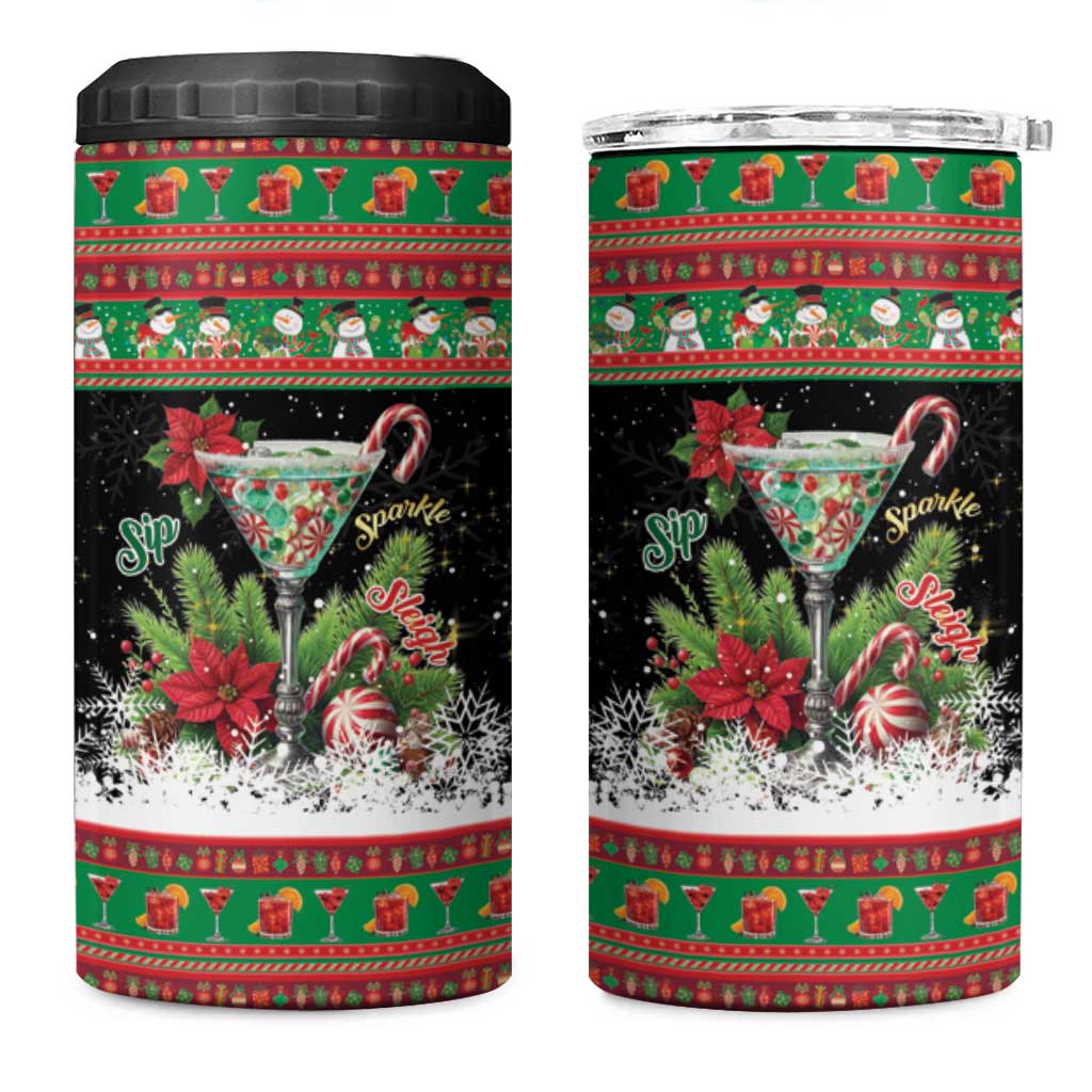 Sip Sparkle Sleigh Christmas Margarita 4 in 1 Can Cooler Tumbler Funny Christmas Spirit - Wonder Print Shop