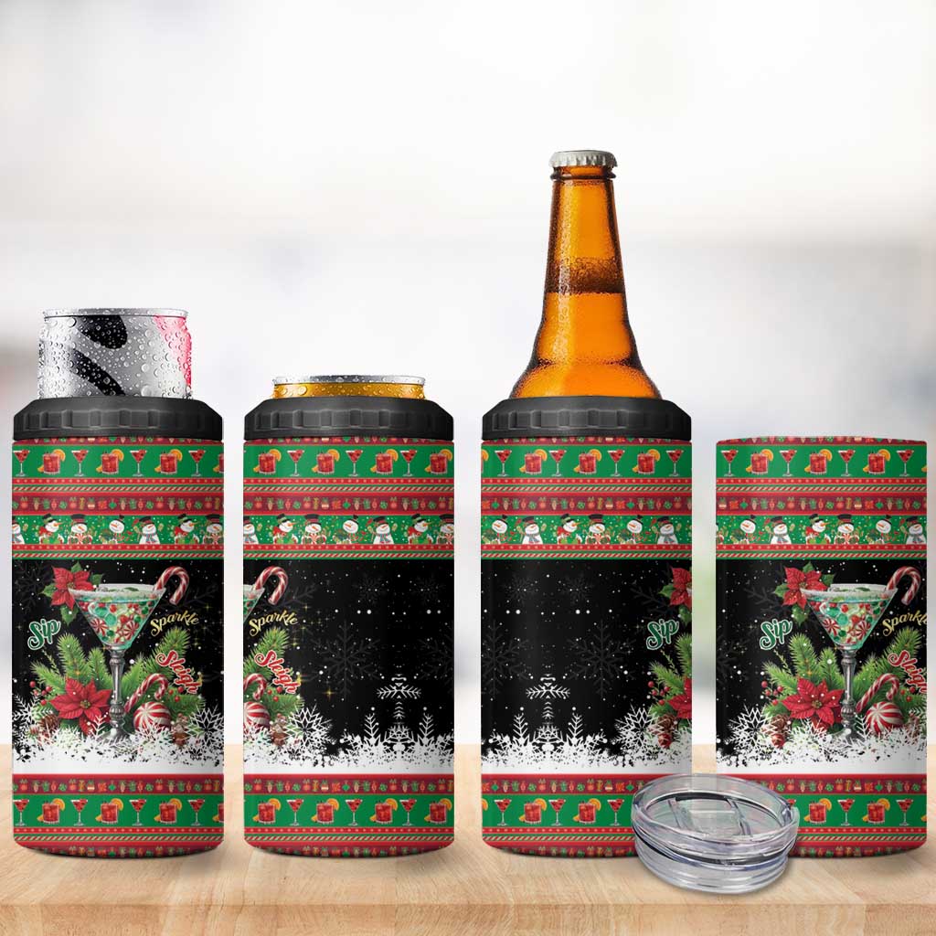 Sip Sparkle Sleigh Christmas Margarita 4 in 1 Can Cooler Tumbler Funny Christmas Spirit - Wonder Print Shop