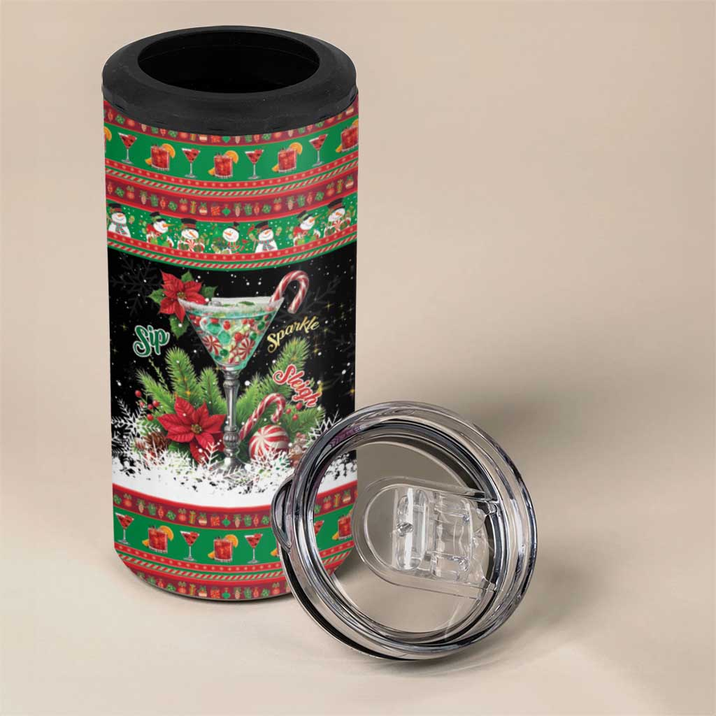 Sip Sparkle Sleigh Christmas Margarita 4 in 1 Can Cooler Tumbler Funny Christmas Spirit - Wonder Print Shop