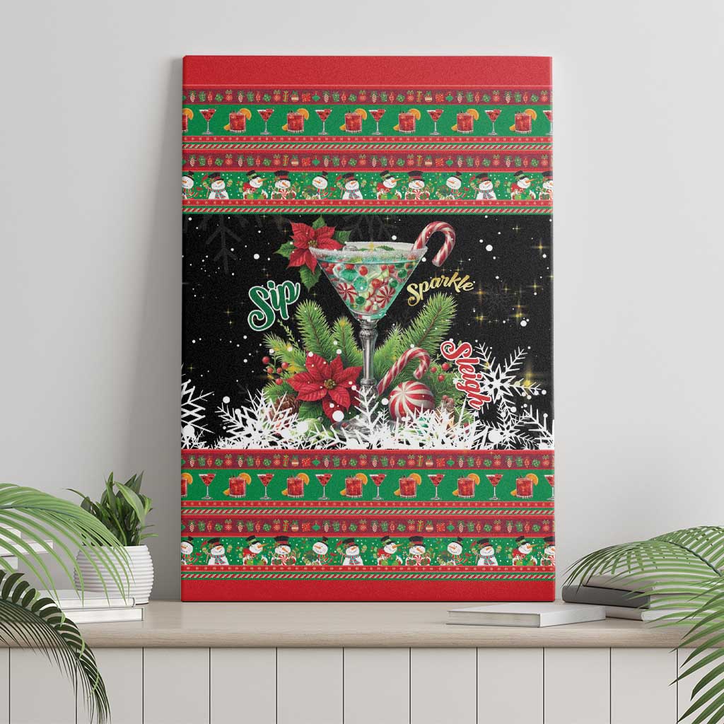 Sip Sparkle Sleigh Christmas Margarita Canvas Wall Art Funny Christmas Spirit - Wonder Print Shop