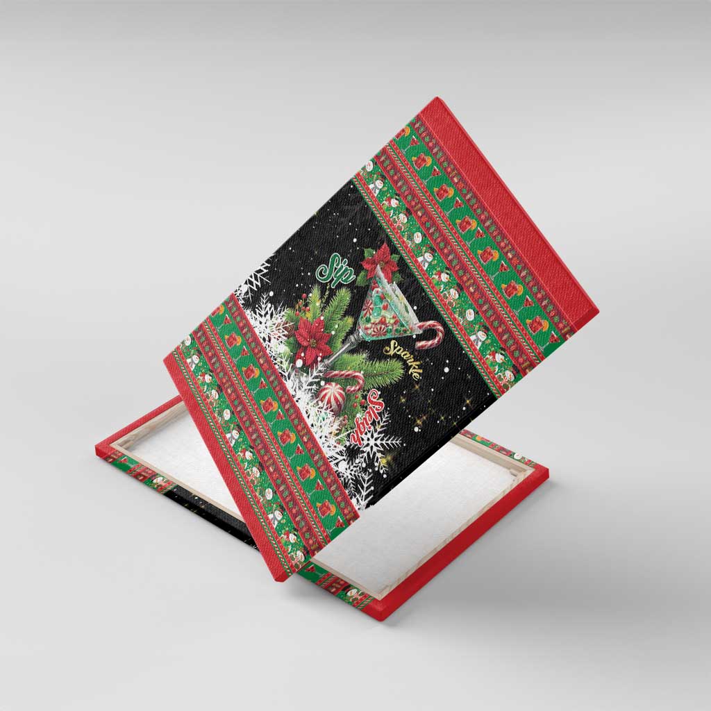 Sip Sparkle Sleigh Christmas Margarita Canvas Wall Art Funny Christmas Spirit - Wonder Print Shop