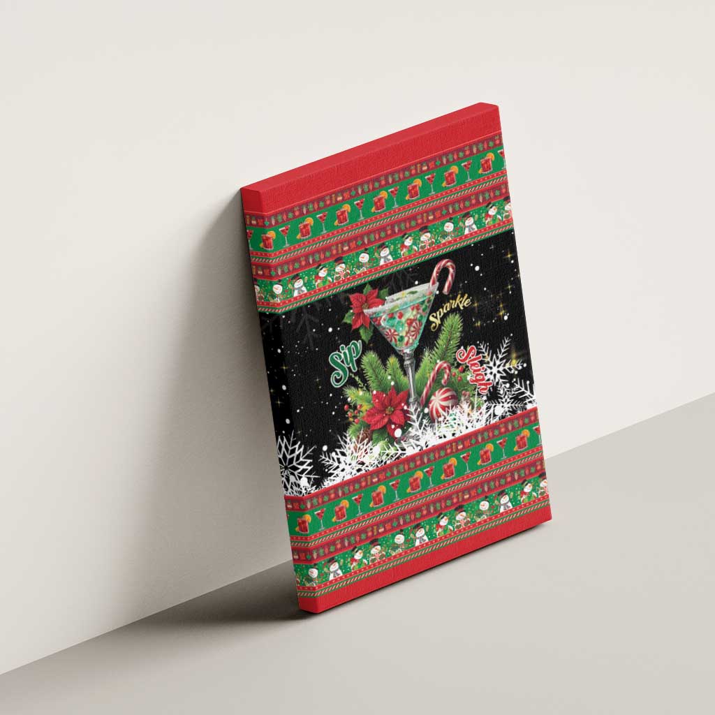 Sip Sparkle Sleigh Christmas Margarita Canvas Wall Art Funny Christmas Spirit - Wonder Print Shop