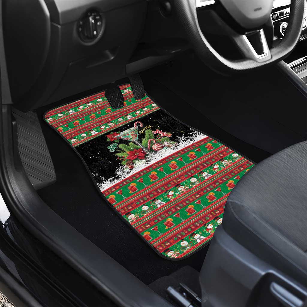 Sip Sparkle Sleigh Christmas Margarita Car Mats Funny Christmas Spirit - Wonder Print Shop