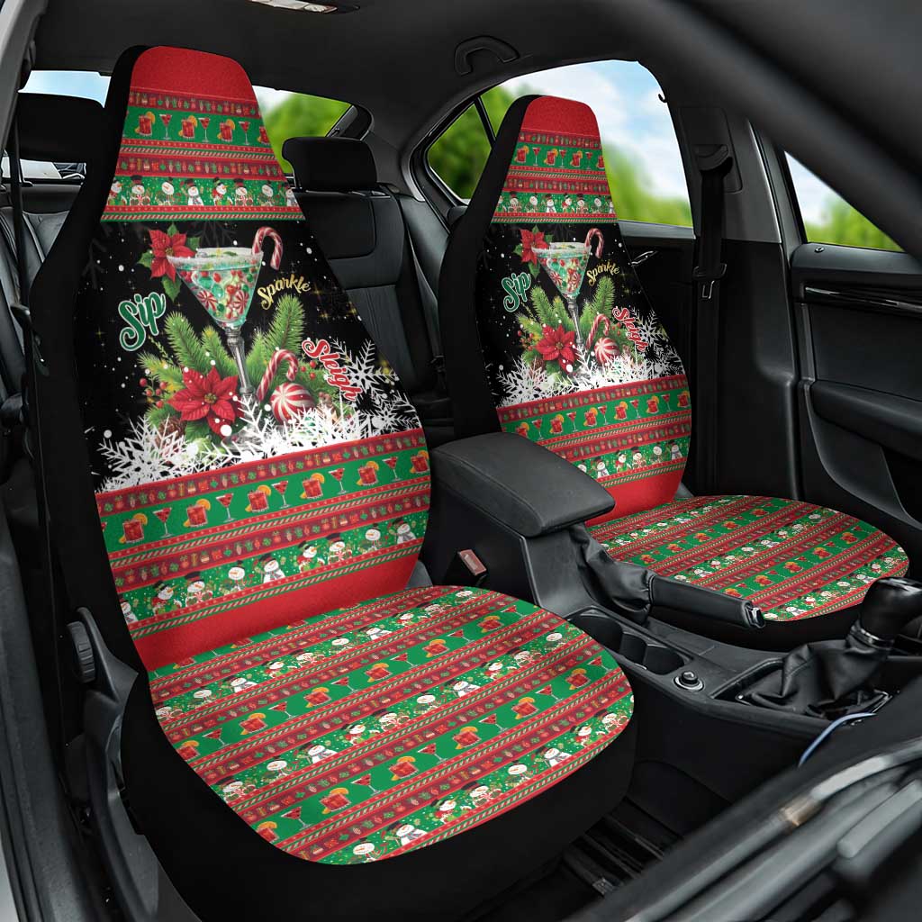 Sip Sparkle Sleigh Christmas Margarita Car Seat Cover Funny Christmas Spirit - Wonder Print Shop