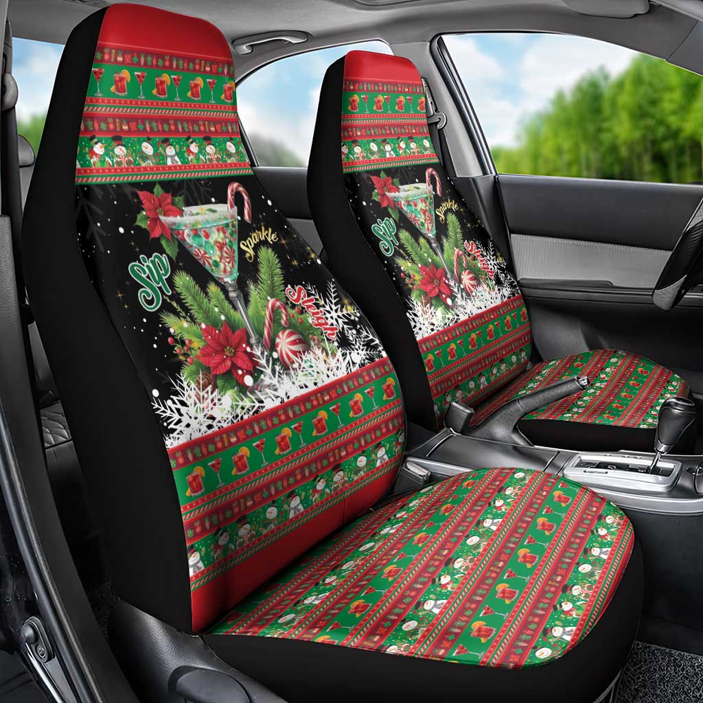 Sip Sparkle Sleigh Christmas Margarita Car Seat Cover Funny Christmas Spirit - Wonder Print Shop