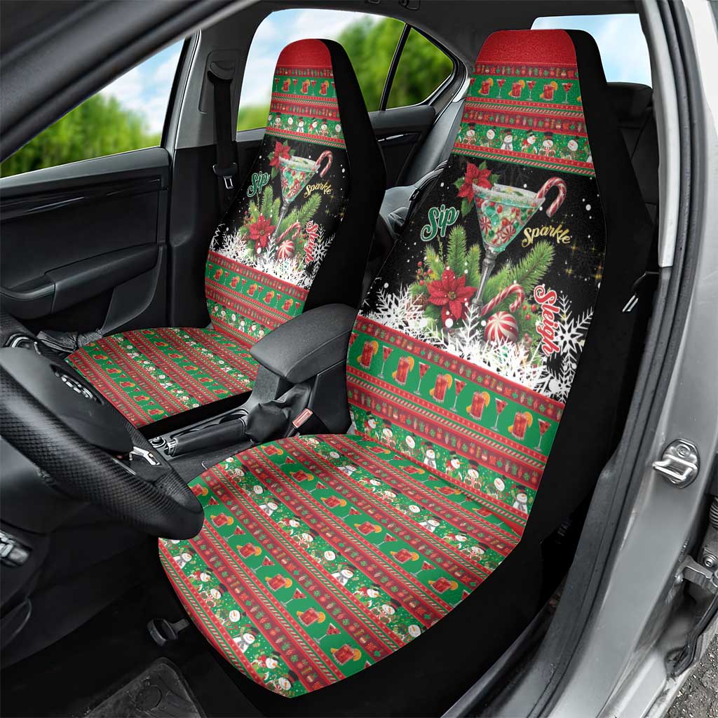 Sip Sparkle Sleigh Christmas Margarita Car Seat Cover Funny Christmas Spirit - Wonder Print Shop