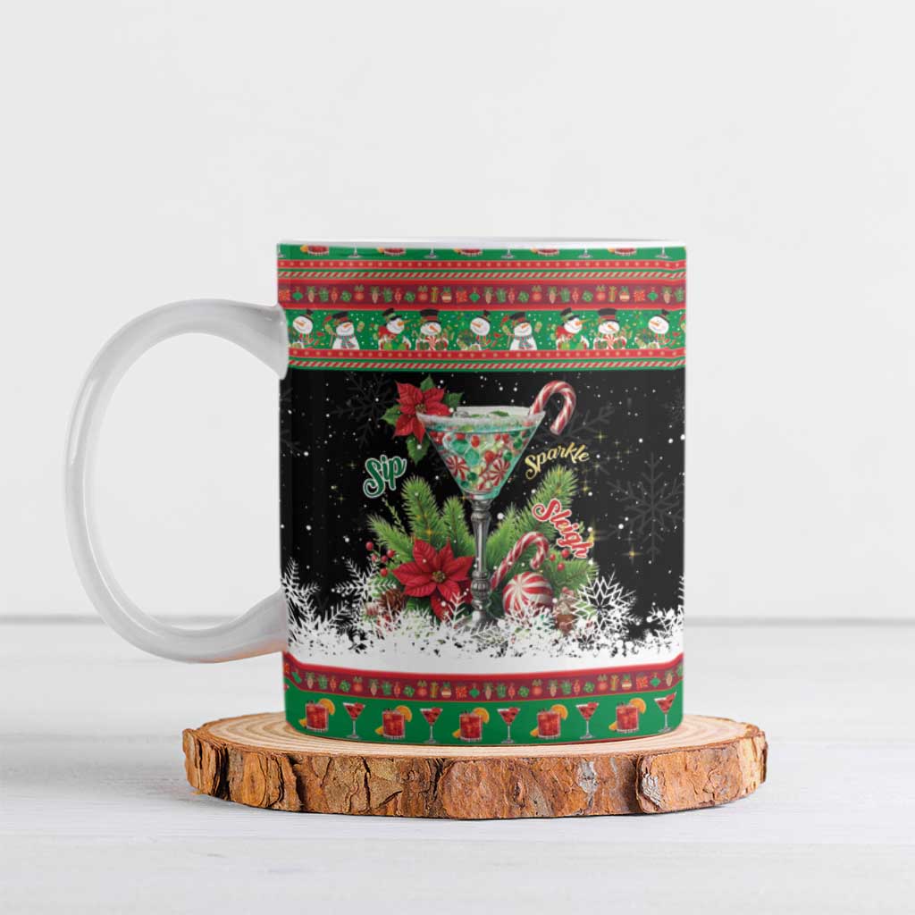 Sip Sparkle Sleigh Christmas Margarita Ceramic Mug Funny Christmas Spirit - Wonder Print Shop