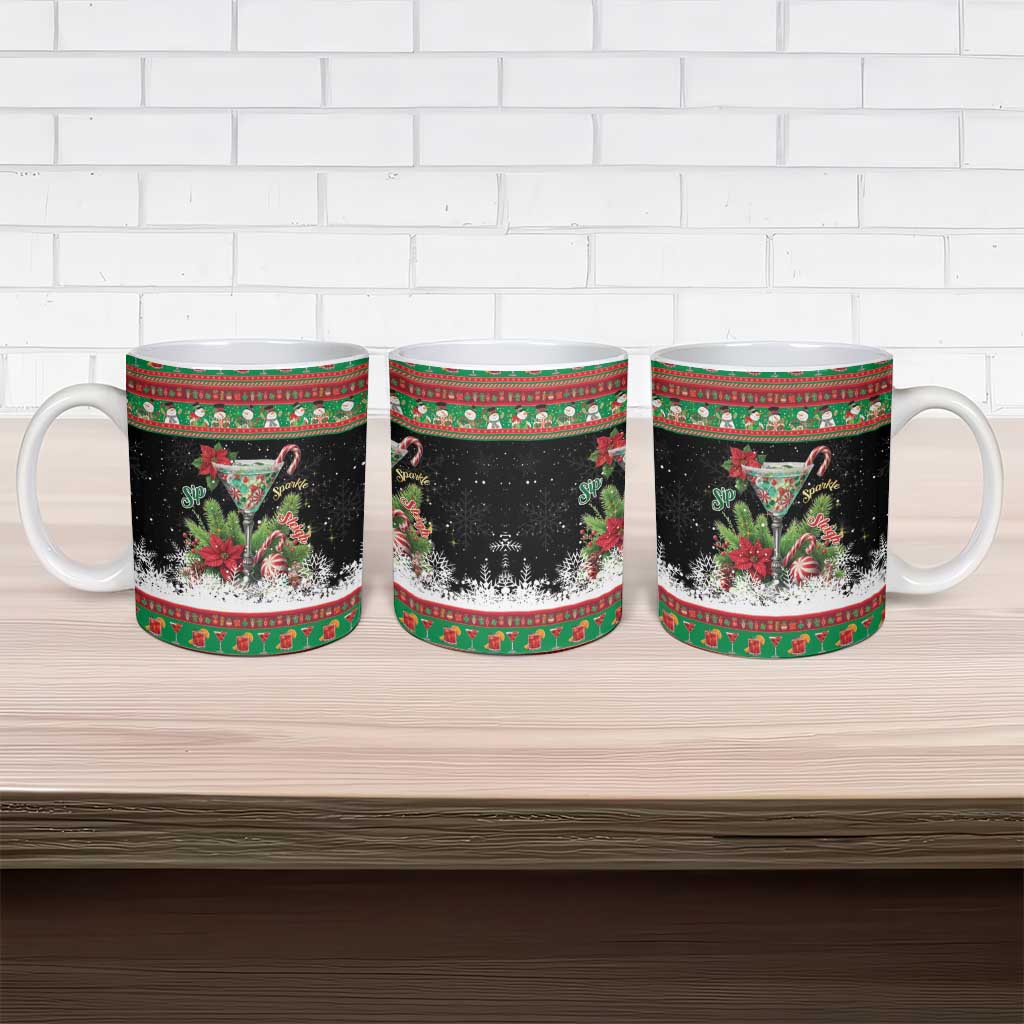 Sip Sparkle Sleigh Christmas Margarita Ceramic Mug Funny Christmas Spirit - Wonder Print Shop