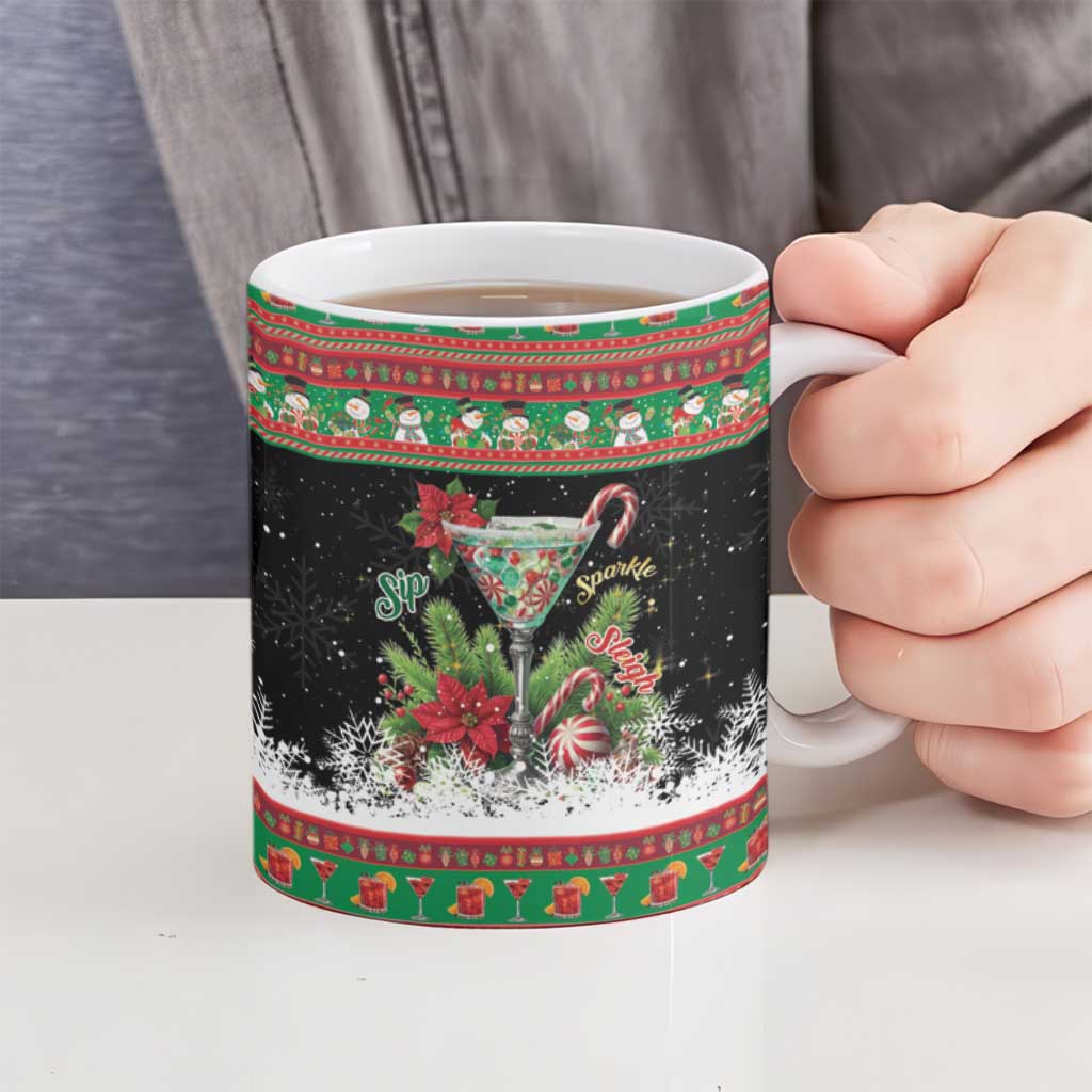 Sip Sparkle Sleigh Christmas Margarita Ceramic Mug Funny Christmas Spirit - Wonder Print Shop