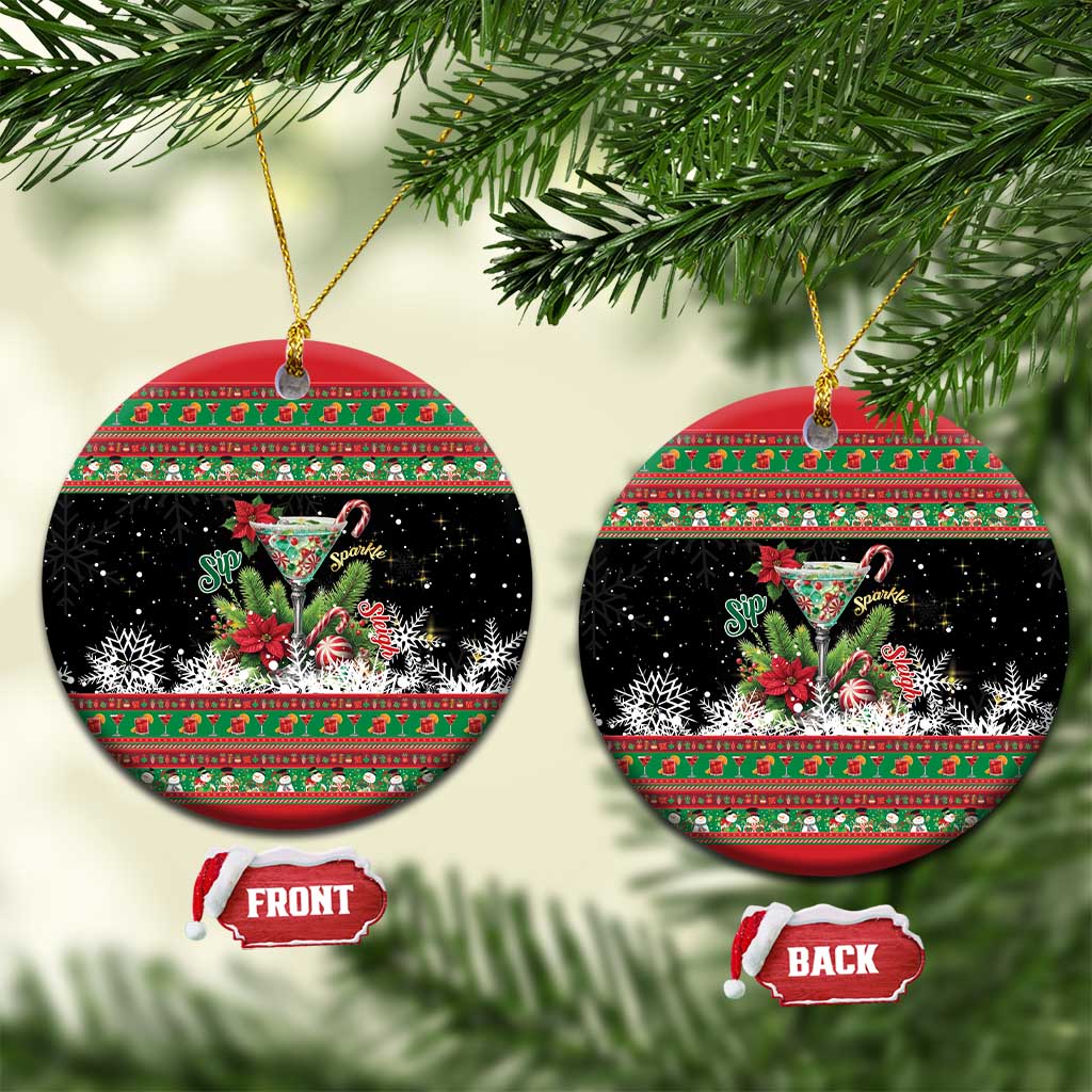 Sip Sparkle Sleigh Christmas Margarita Ceramic Ornament Funny Christmas Spirit - Wonder Print Shop