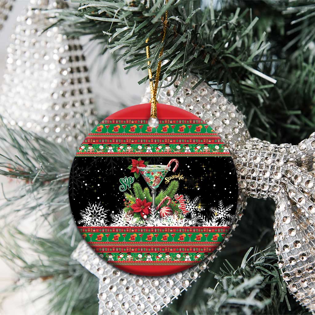 Sip Sparkle Sleigh Christmas Margarita Ceramic Ornament Funny Christmas Spirit - Wonder Print Shop