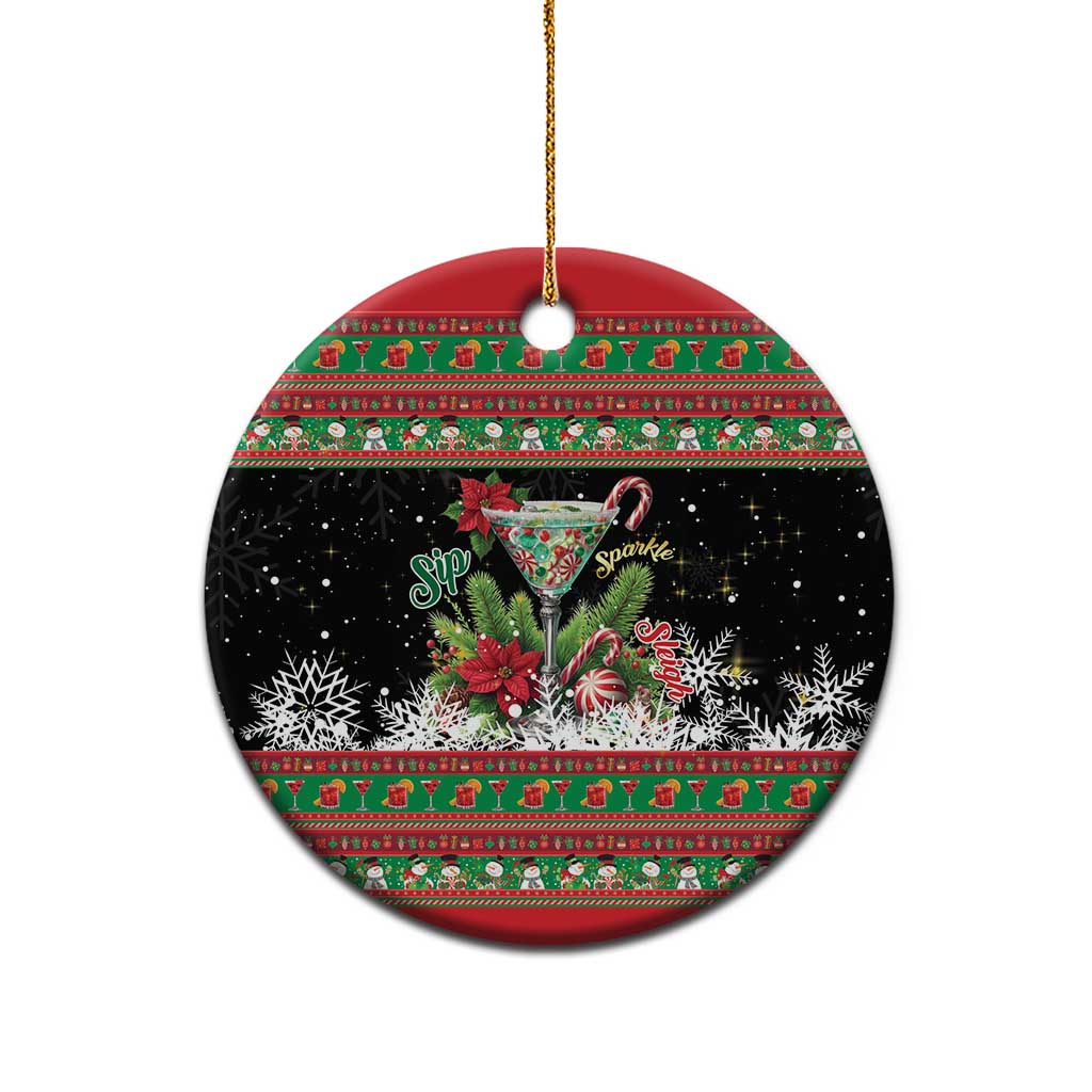Sip Sparkle Sleigh Christmas Margarita Ceramic Ornament Funny Christmas Spirit - Wonder Print Shop