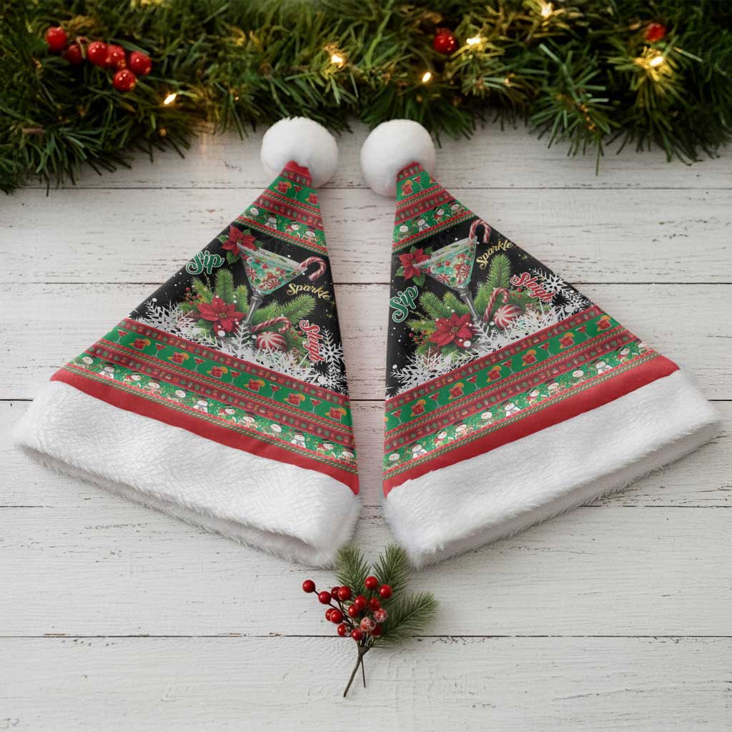 Sip Sparkle Sleigh Christmas Margarita Christmas Santa Hat Funny Christmas Spirit - Wonder Print Shop
