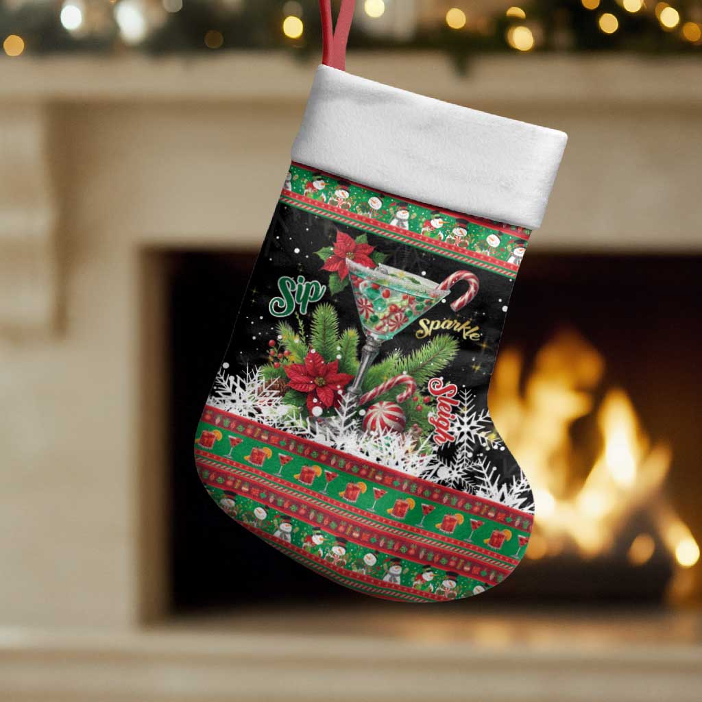 Sip Sparkle Sleigh Christmas Margarita Christmas Stocking Funny Christmas Spirit - Wonder Print Shop