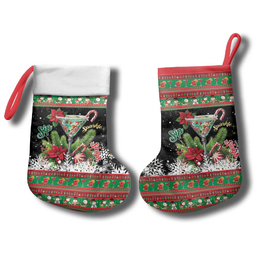 Sip Sparkle Sleigh Christmas Margarita Christmas Stocking Funny Christmas Spirit - Wonder Print Shop