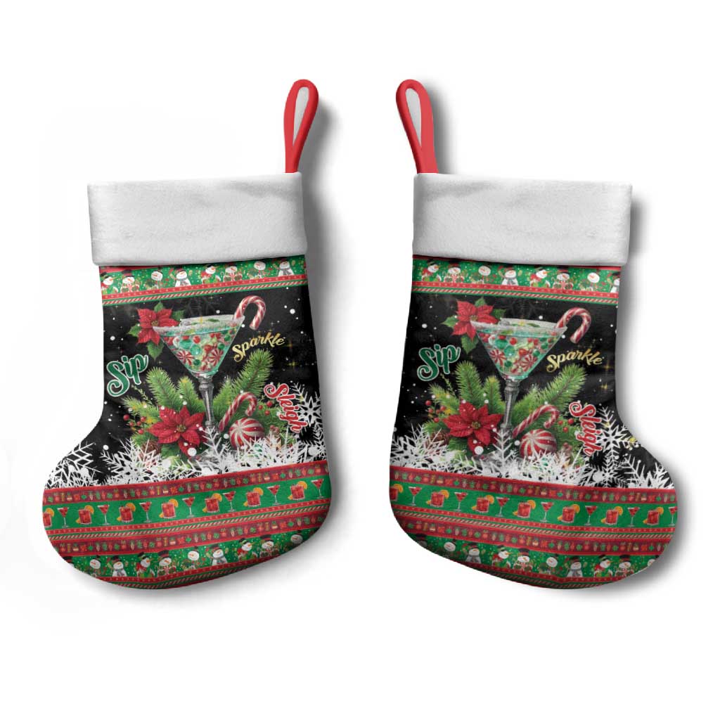 Sip Sparkle Sleigh Christmas Margarita Christmas Stocking Funny Christmas Spirit - Wonder Print Shop