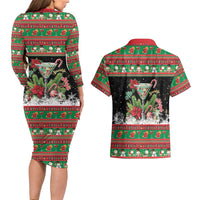 Sip Sparkle Sleigh Christmas Margarita Couples Matching Long Sleeve Bodycon Dress and Hawaiian Shirt Funny Christmas Spirit - Wonder Print Shop