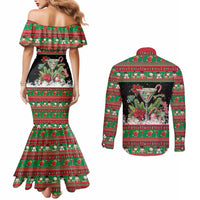 Sip Sparkle Sleigh Christmas Margarita Couples Matching Mermaid Dress and Long Sleeve Button Shirt Funny Christmas Spirit - Wonder Print Shop