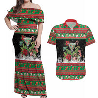 Sip Sparkle Sleigh Christmas Margarita Couples Matching Off Shoulder Maxi Dress and Hawaiian Shirt Funny Christmas Spirit - Wonder Print Shop