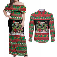 Sip Sparkle Sleigh Christmas Margarita Couples Matching Off Shoulder Maxi Dress and Long Sleeve Button Shirt Funny Christmas Spirit - Wonder Print Shop