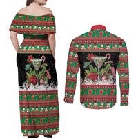 Sip Sparkle Sleigh Christmas Margarita Couples Matching Off Shoulder Maxi Dress and Long Sleeve Button Shirt Funny Christmas Spirit - Wonder Print Shop